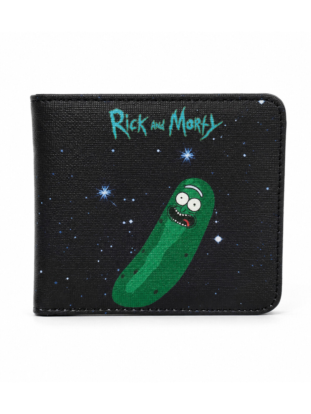 Rick and Morty Pickle Rick Space Bifold Wallet Black Green Adult Swim New